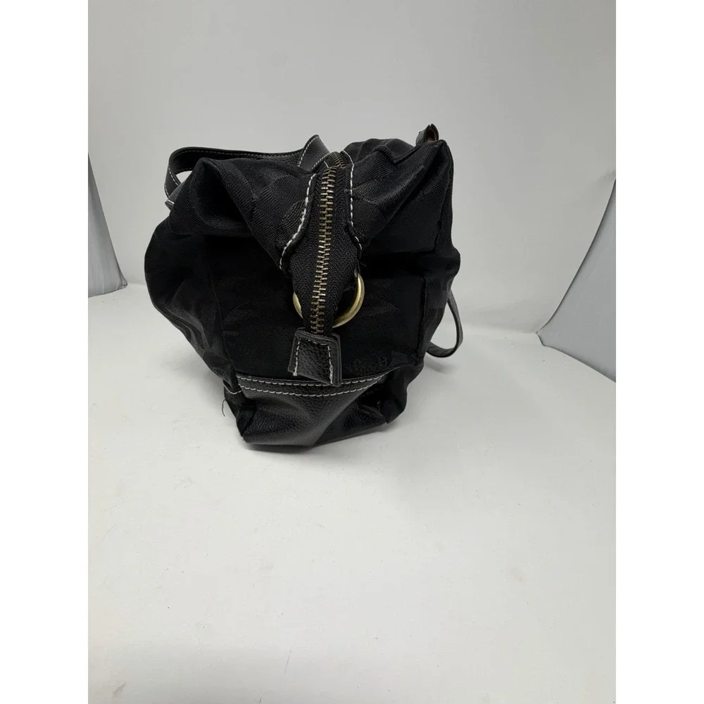 Y2K Coach Signature Black Jacquard Leather Trim Satchel Shoulder Bag